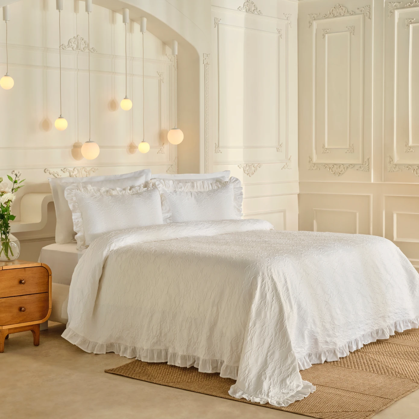 White Collection Tyra, 100% Bumbac Set Lenjerie de pat, Dubla, Alb