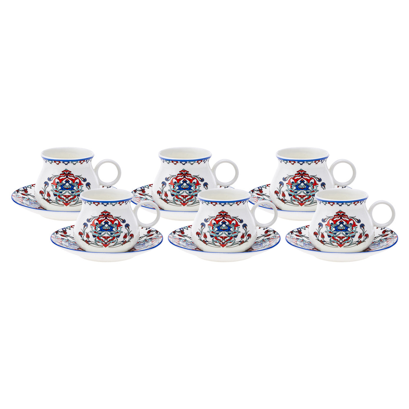 Hattat, 12 Piese, Set cești de Cafea Turcească pentru 6 persoane, 90ML, Multi
