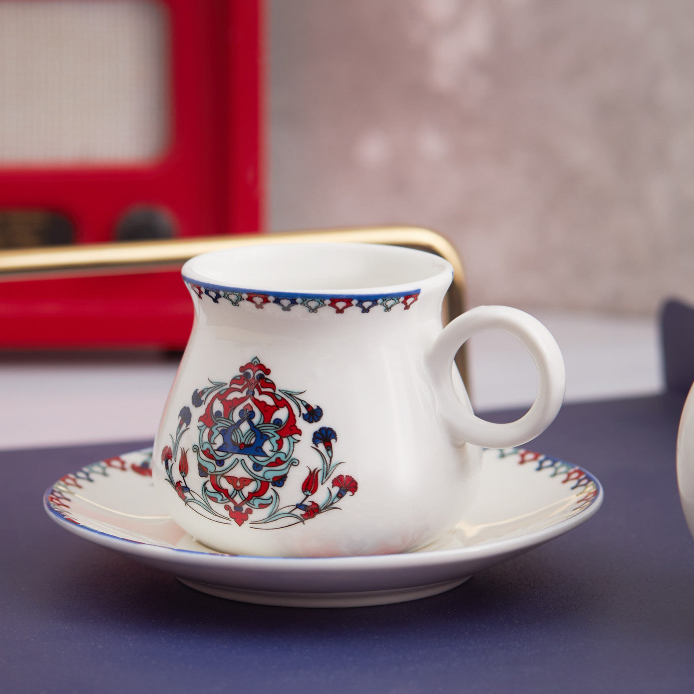 Hattat, 12 Piese, Set cești de Cafea Turcească pentru 6 persoane, 90ML, Multi
