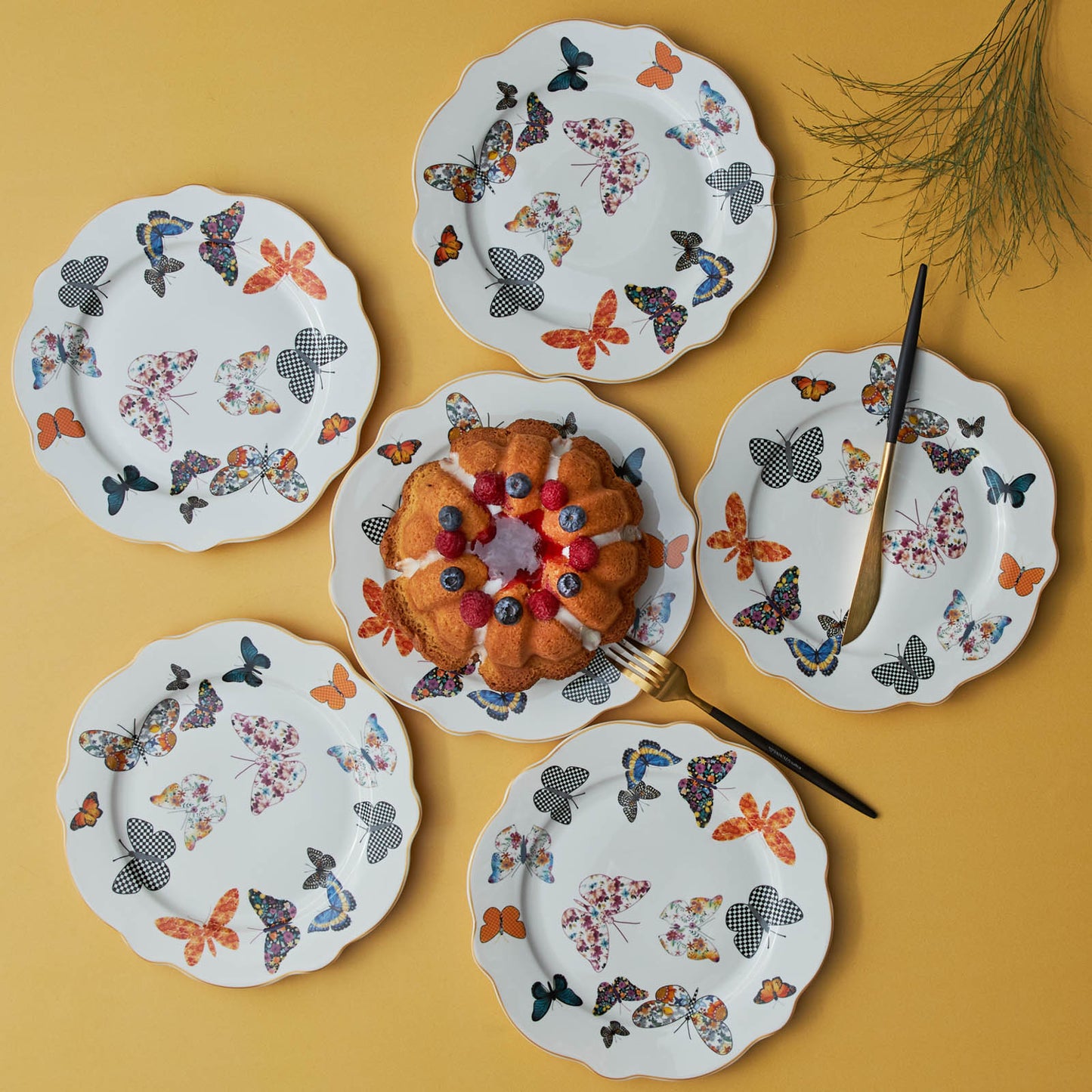 Karaca Butterfly Set Pentru Prăjıturı Dın 6 Pıese