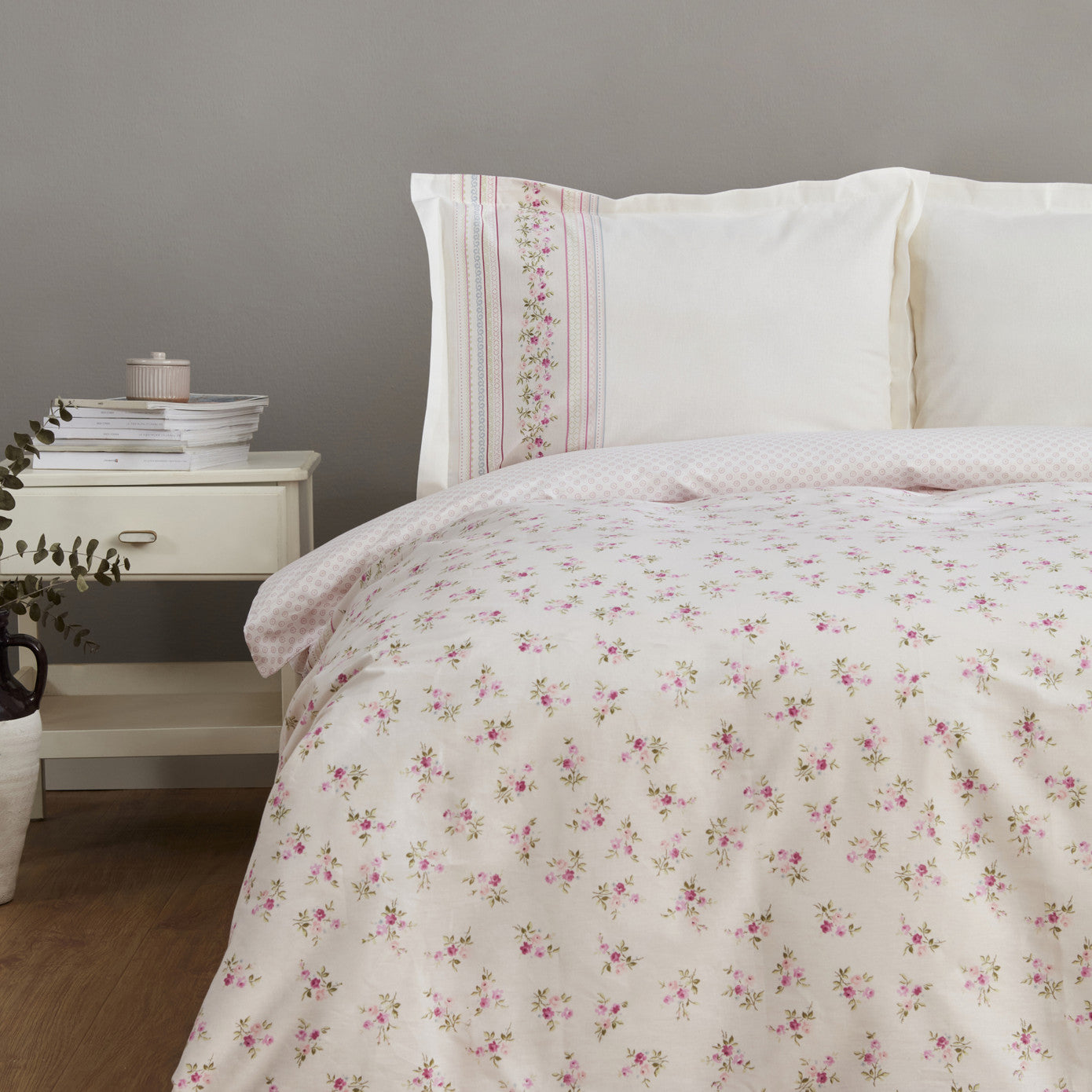 Glen, 100% Turkish Cotton Duvet Cover Set, Single, Pink