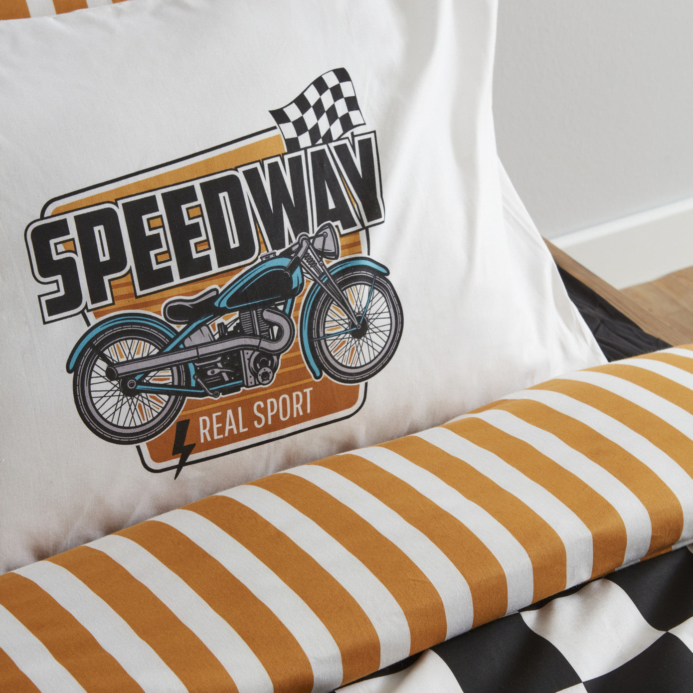 Young Speed Way, 100% Bumbac Set Lenjerie de pat, Singura, Multi