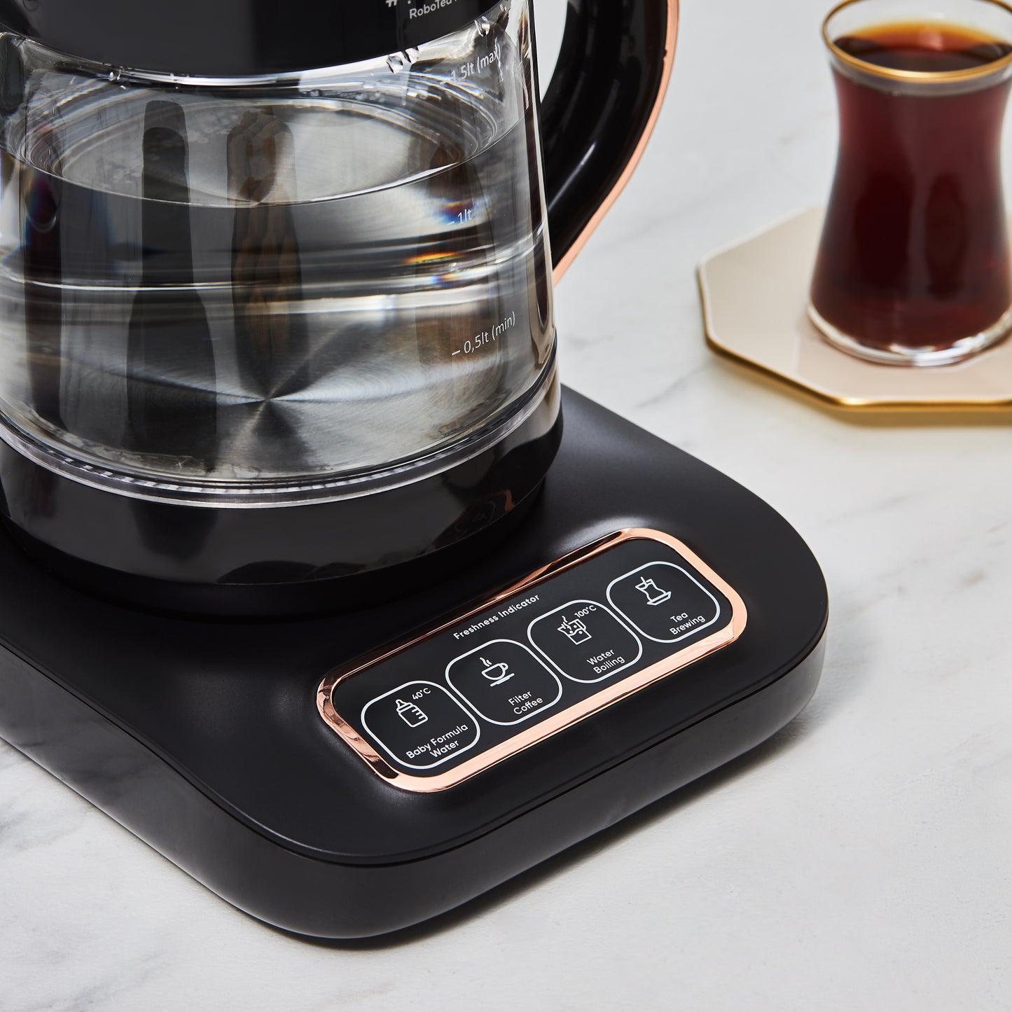 Çaysever Robotea Pro, Aparat de Ceai Vorbitor şi Fierbator, Filtru de Cafea, Negru