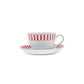 Plaid Tea Cup and Saucer Red 220m