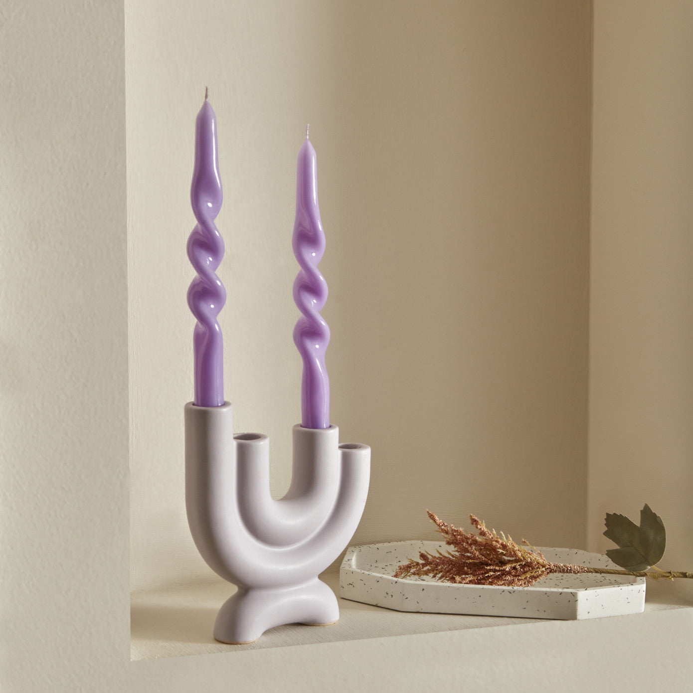 Burgulu, 2 Piece Candle, 24cm, Lilac