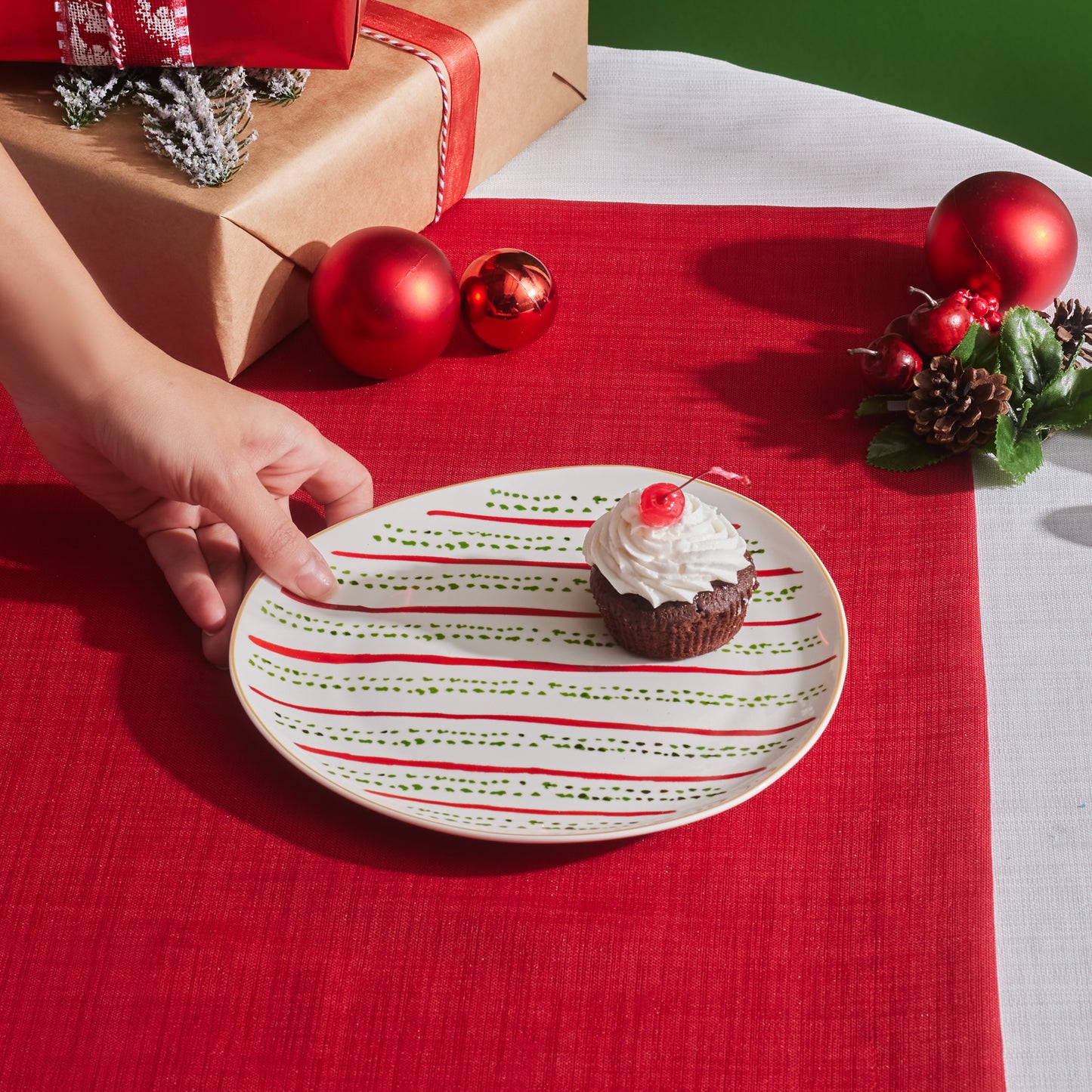 New Year Kokina Green Dot, Farfurie de Desert, 20.5cm, Multi