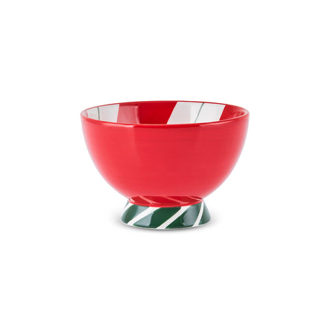 New Year Christmas Candy, Stripe Bowl, 15cm, Red