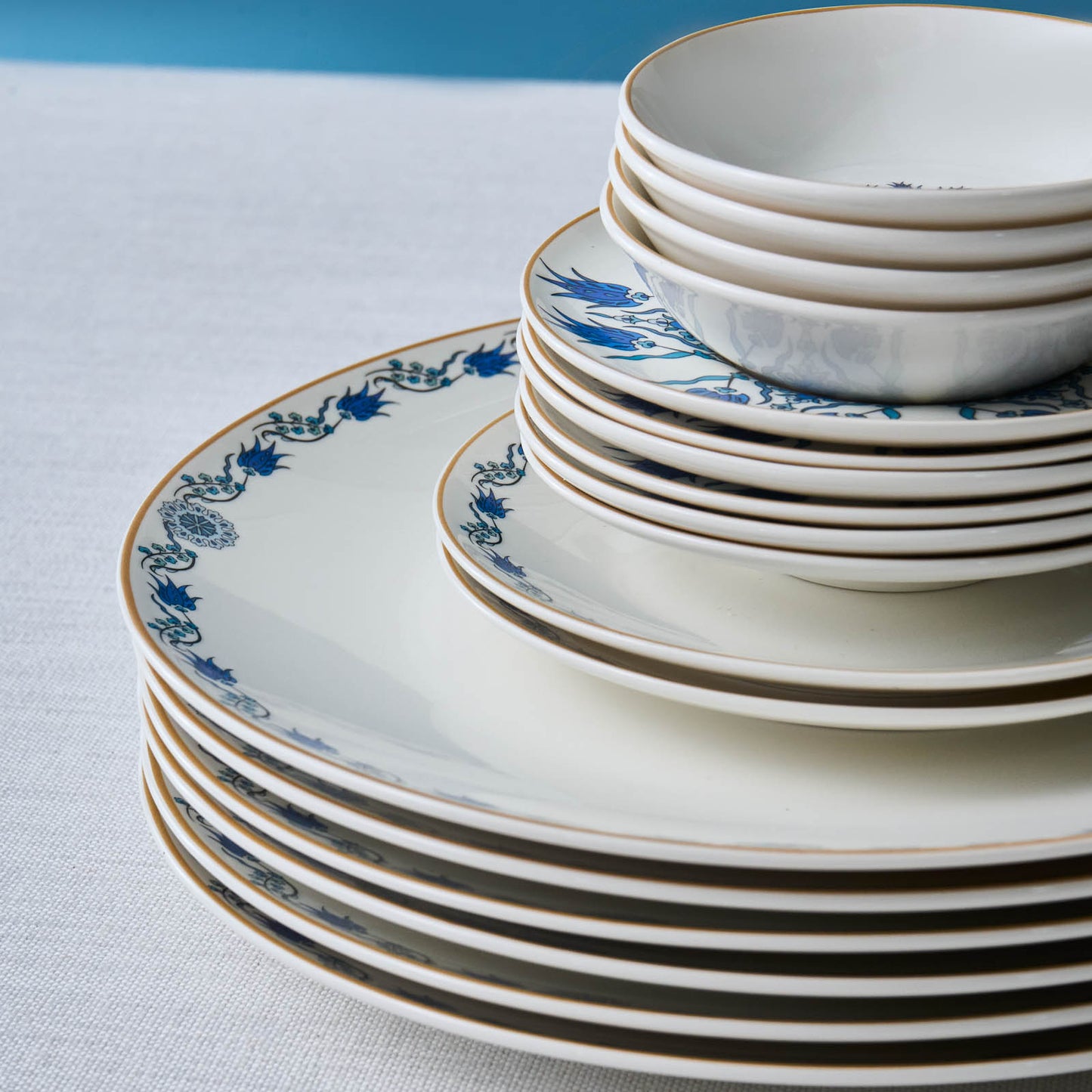 Iznik, 26 Piese, Set de mic dejun Pentru 6 persoane, Alb Multi