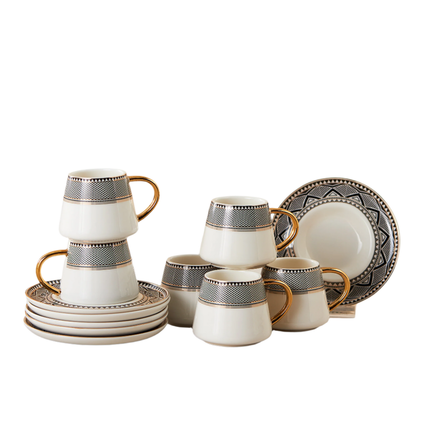 Globe, 12 Piese, Set cești de Cafea Turcească pentru 6 persoane, 80ML, Multi