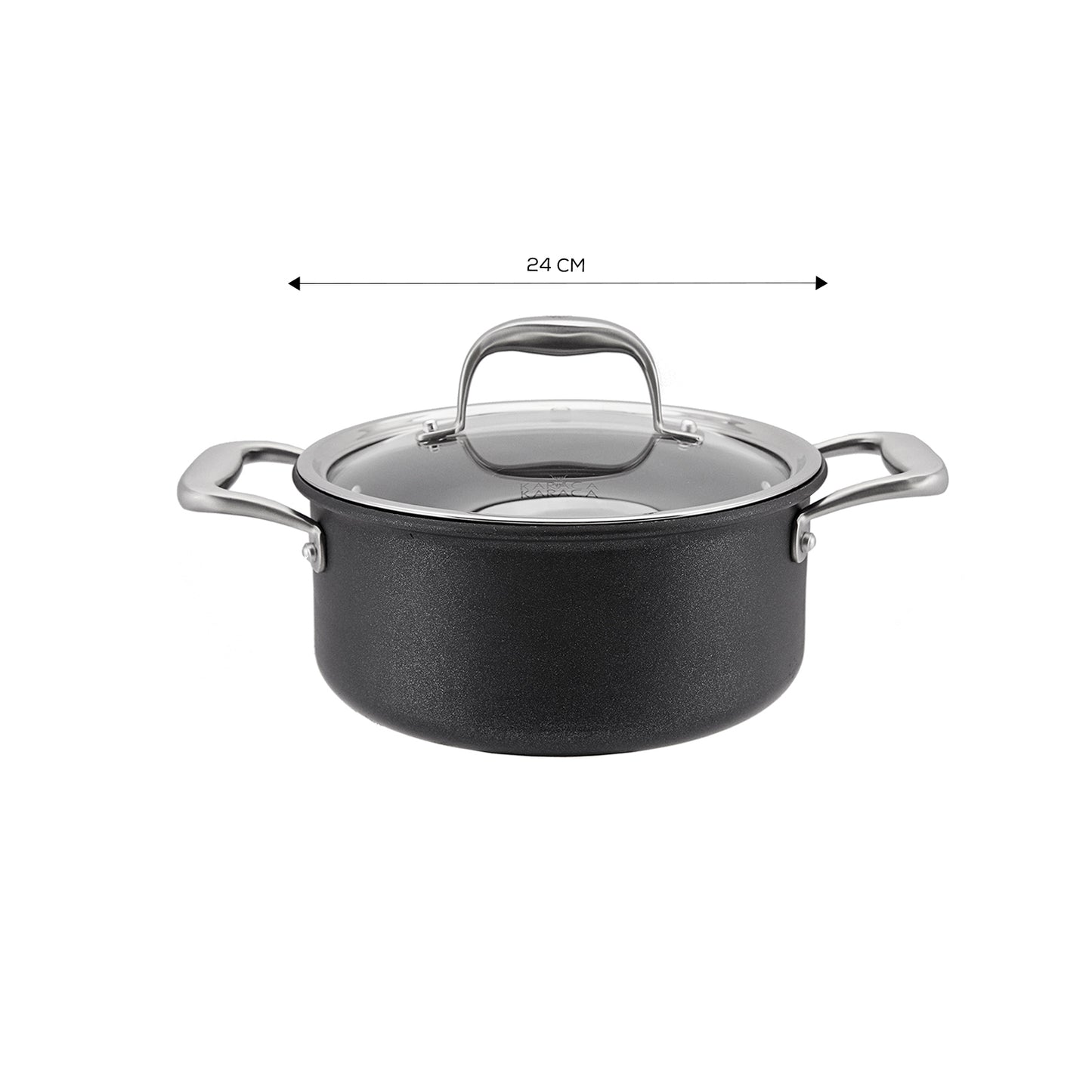 Karaca Non-Stick BioDiamond Pro Induction Stockpot with Lid 24cm Black