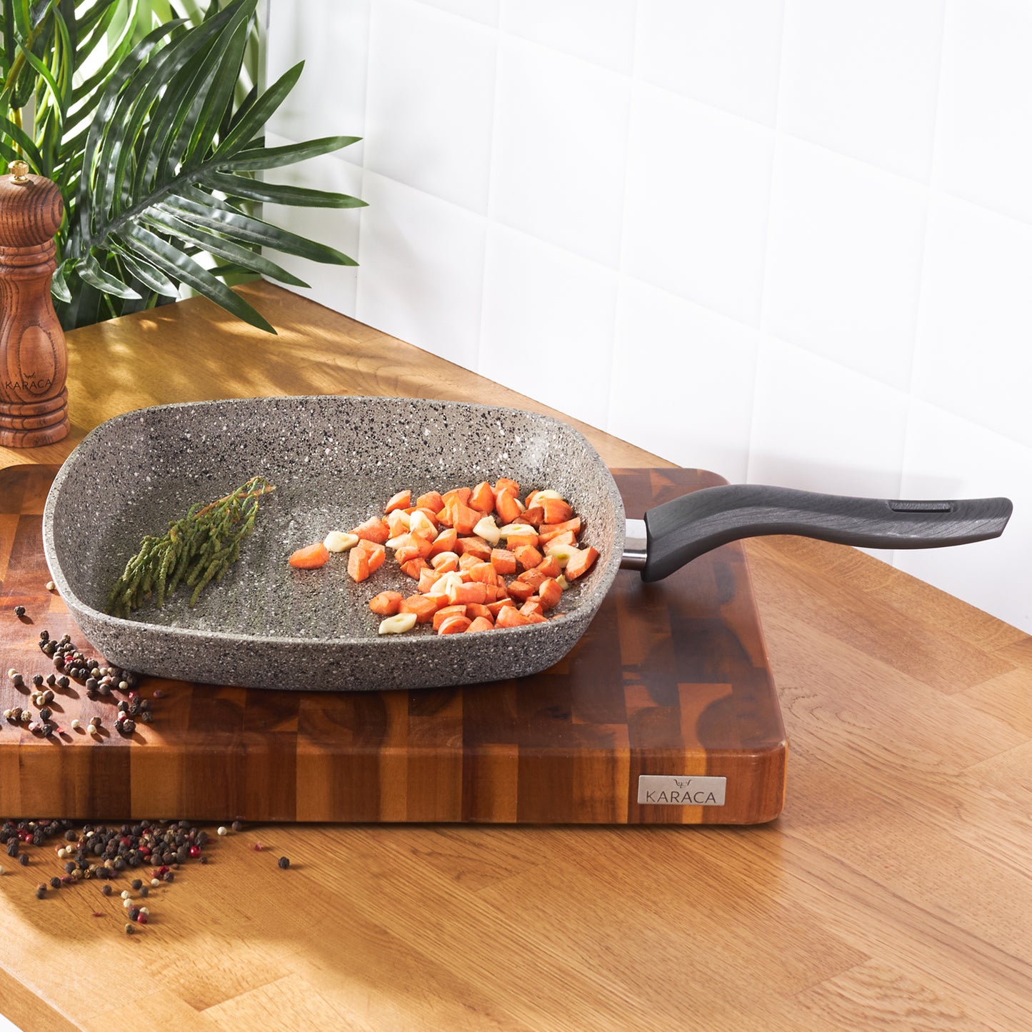 Karaca Dark Silver Granit Bio Tigaie Grill 28 cm