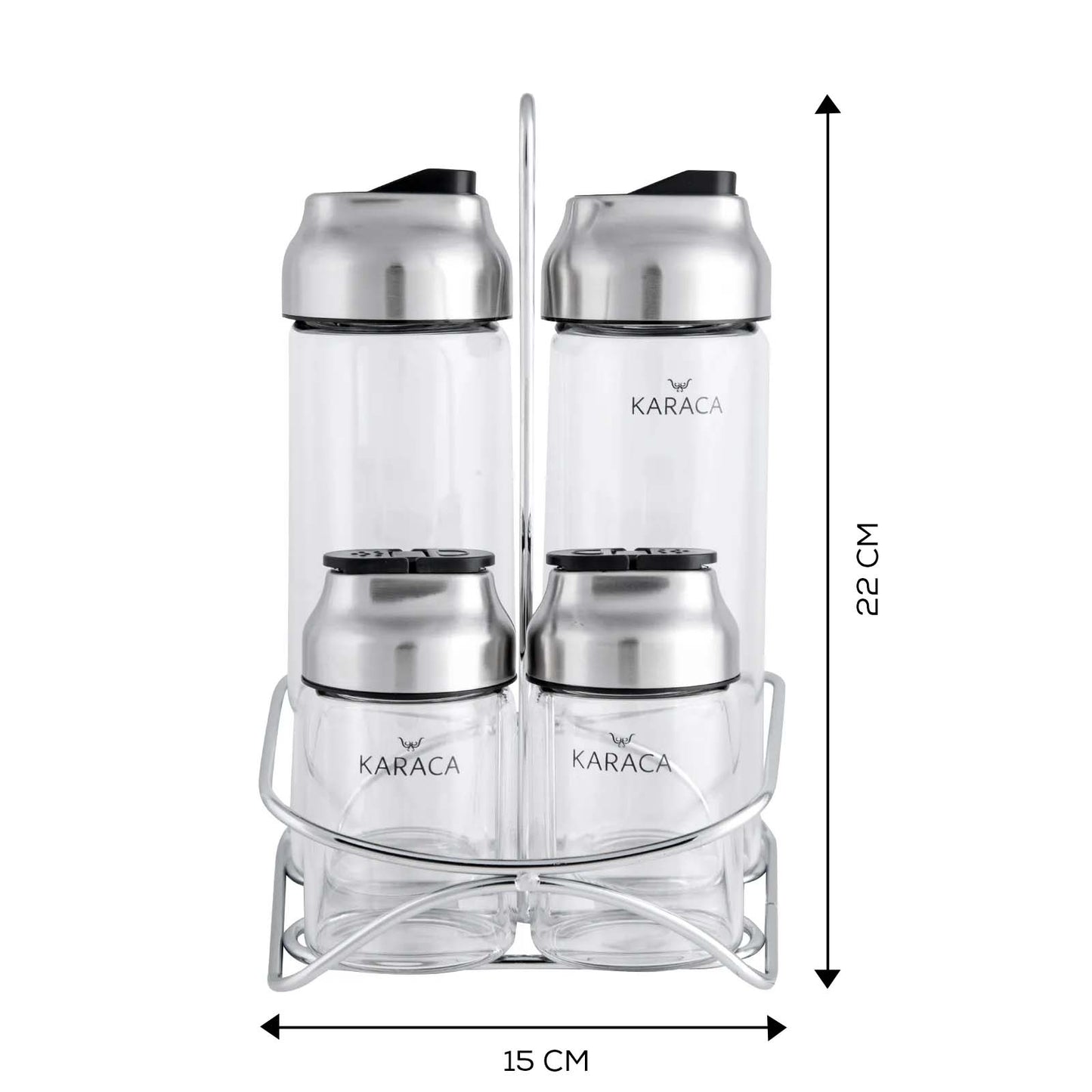 Karaca Dimple Salad Set with Stand, 4 Piece, Silver