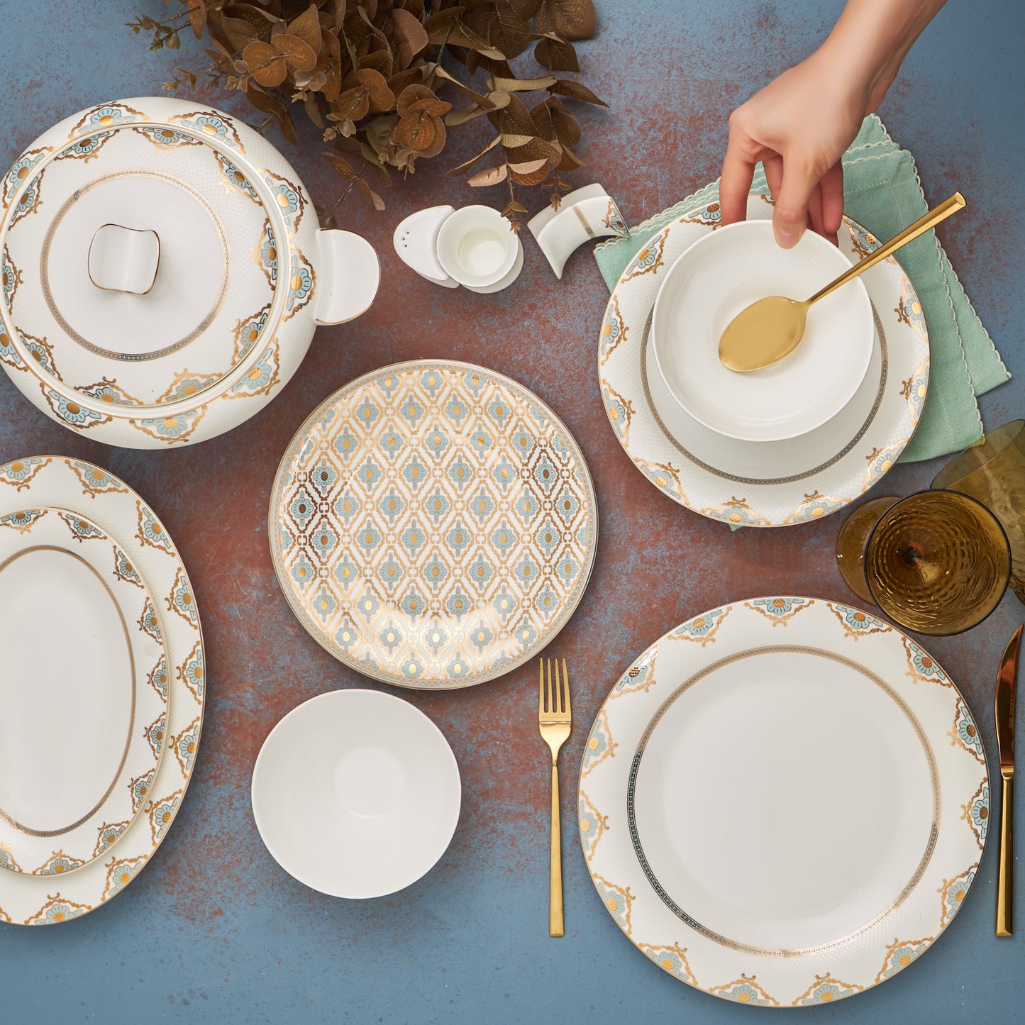 Set de Veselă Fine Pearl Extra Dorothy, 62 Piese, Pentru 12 persoane