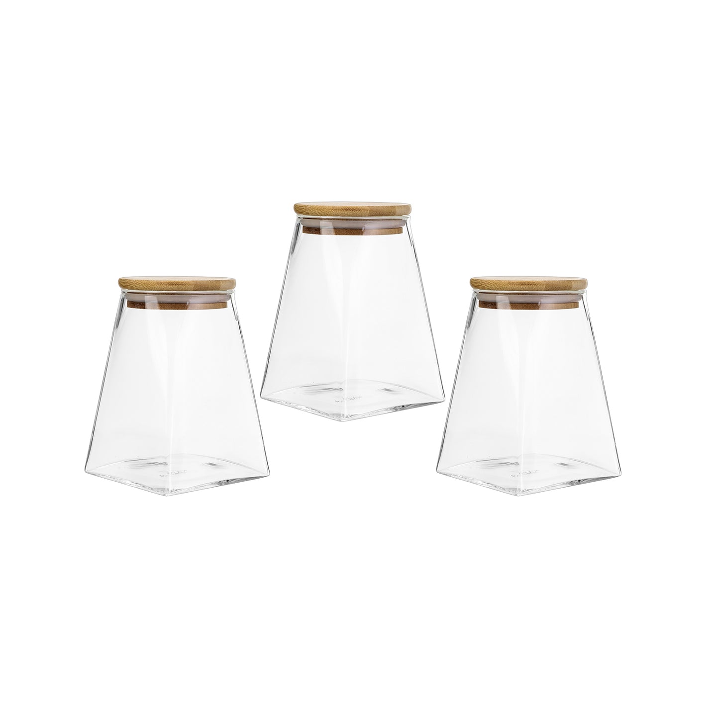 Karaca Piramit Storage Container Set, 3 Piece, Medium, Transparent Wood