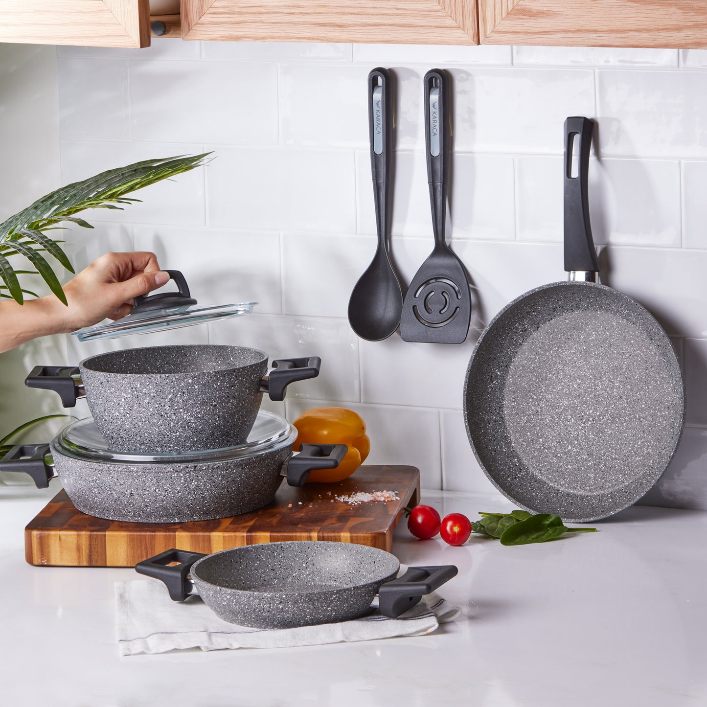 Karaca Biogranit Stella 8 Piece Cookware Set – With Serveware Gift
