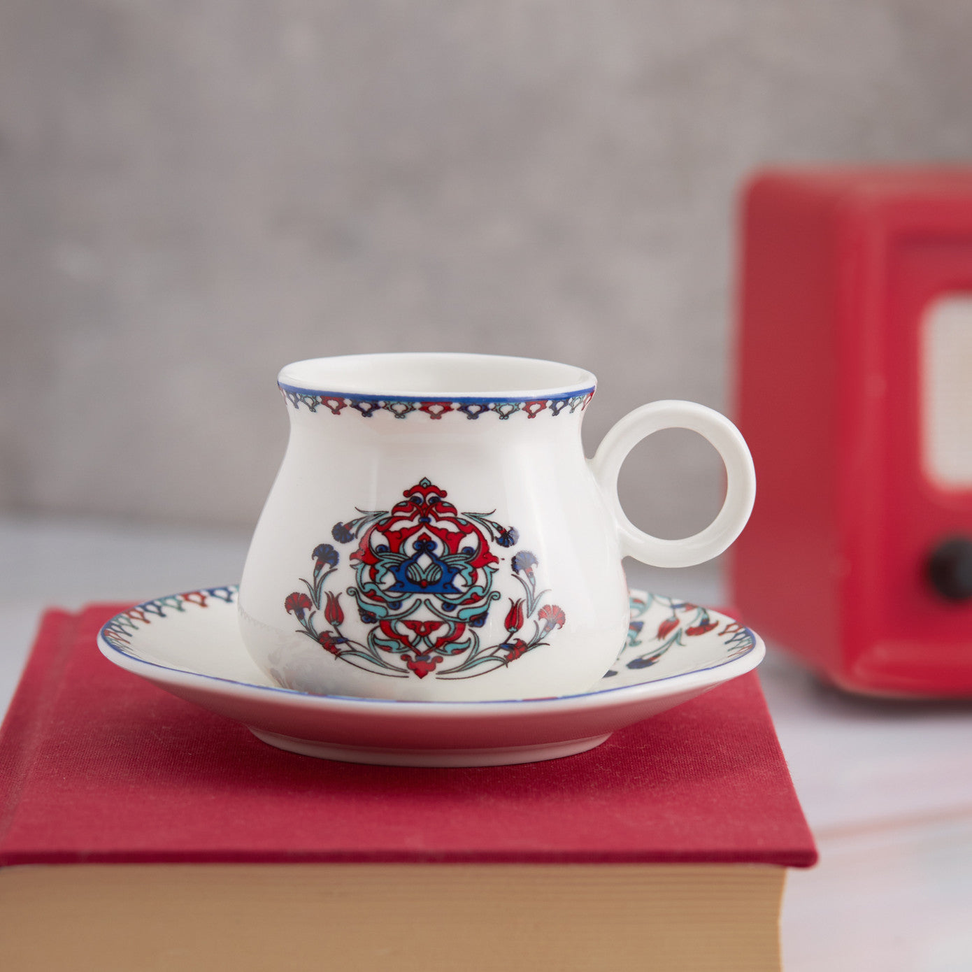 Hattat, 12 Piese, Set cești de Cafea Turcească pentru 6 persoane, 90ML, Multi