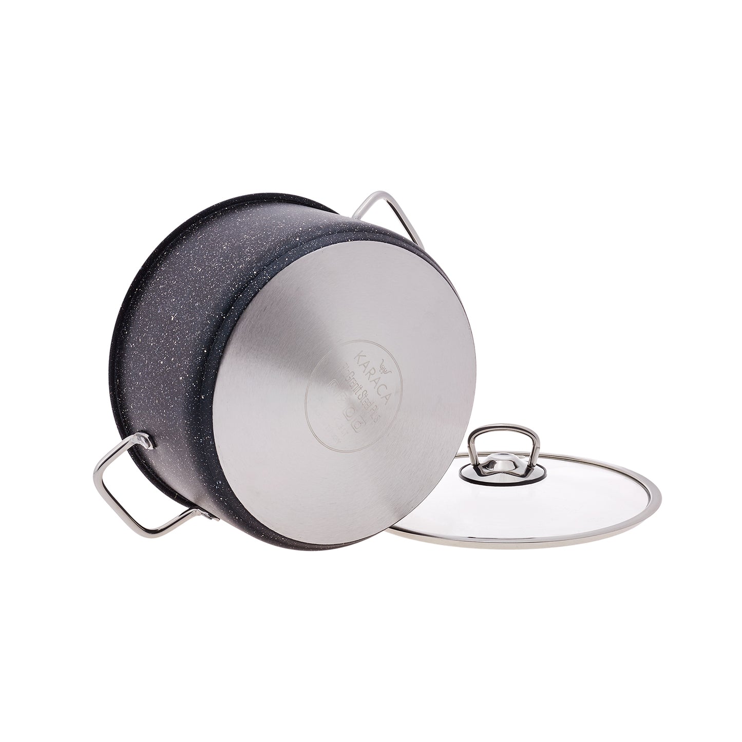 Karaca Biogranite Steel Plus Set 7 de vase de gătit cu inducție antiaderență, Negru