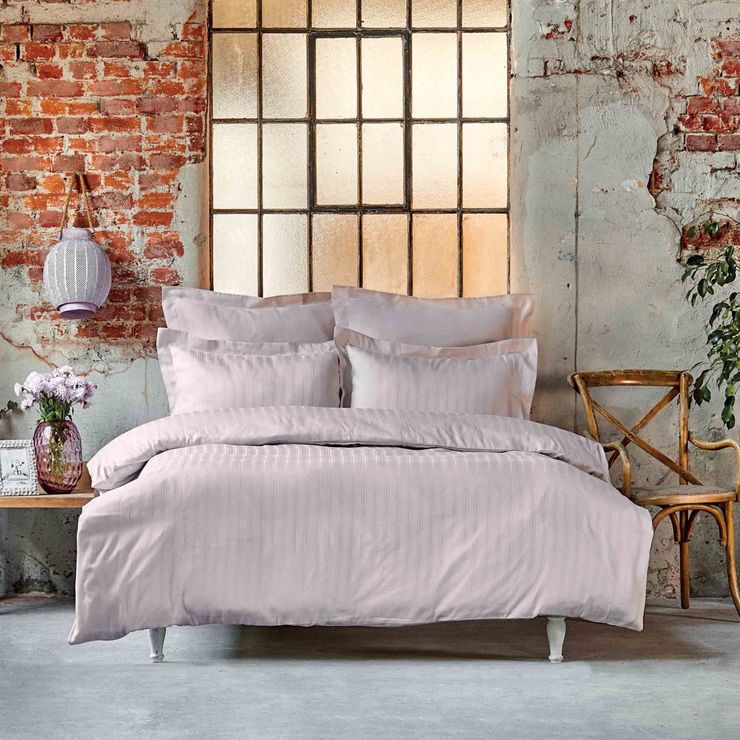 Karaca Home Charm Bold 100% Bumbac Satin Set de cuvertură dublu Pudră