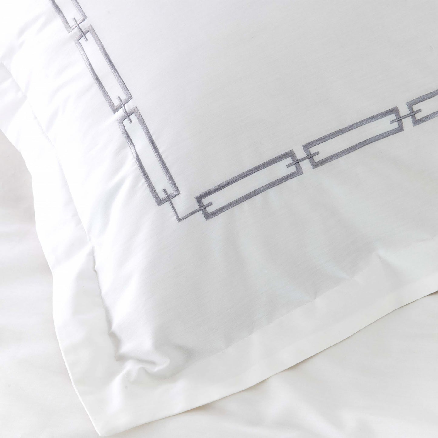 Karaca Home Set cuvertură dublu percal brodat, colecție albă, gri Oriane