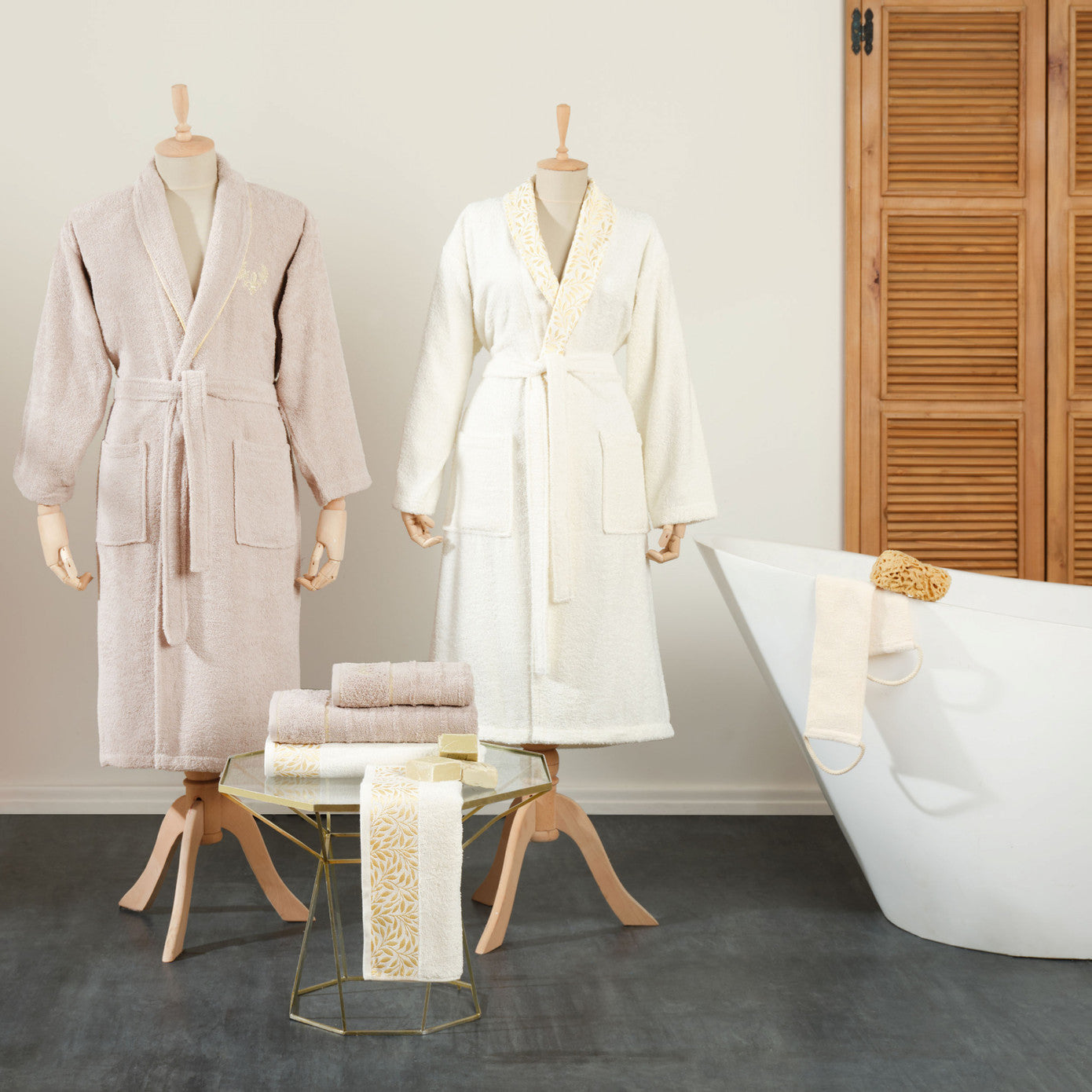 Karaca Home Arbel Set Halate de Baie pentru Familie Bej /Maro