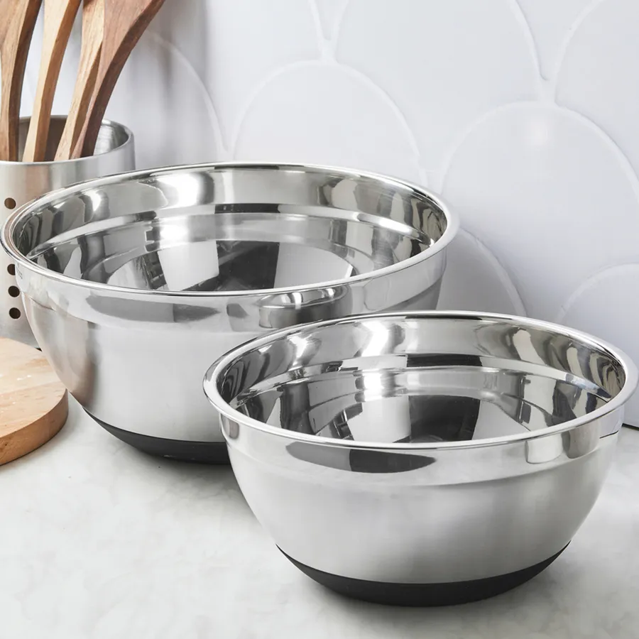 2 Piece Stainless Steel Mixing Bowl Set, Silver