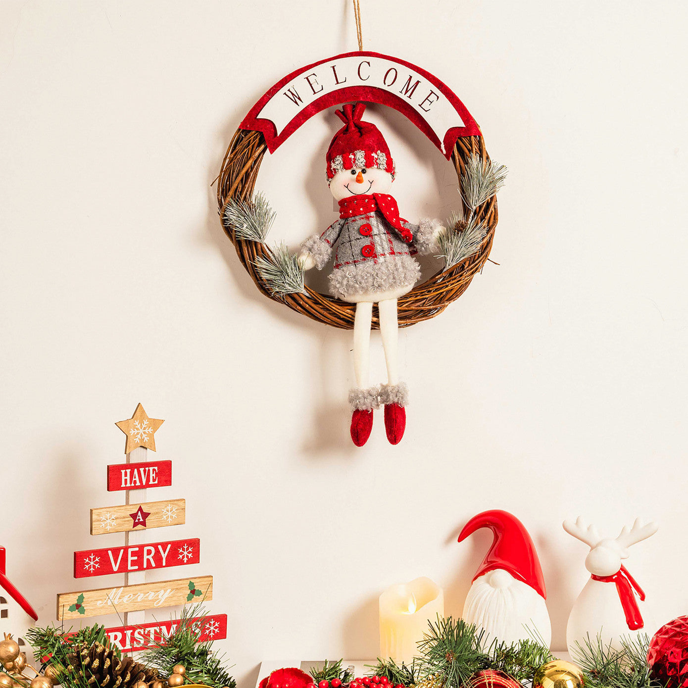 Karaca Home Ornament pentru ușă Om de zăpadă 45 cm