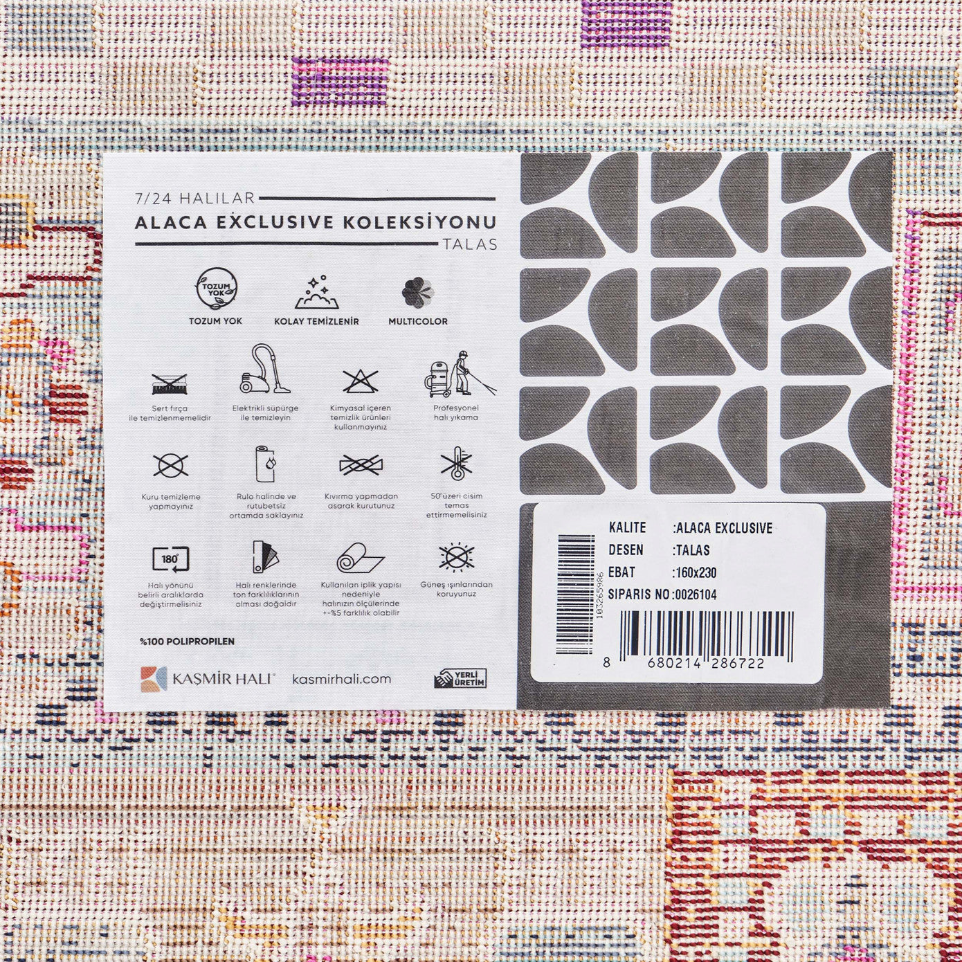 Kaşmir Halı 7/24 Alaca Exclusive Talas 120x180 cm