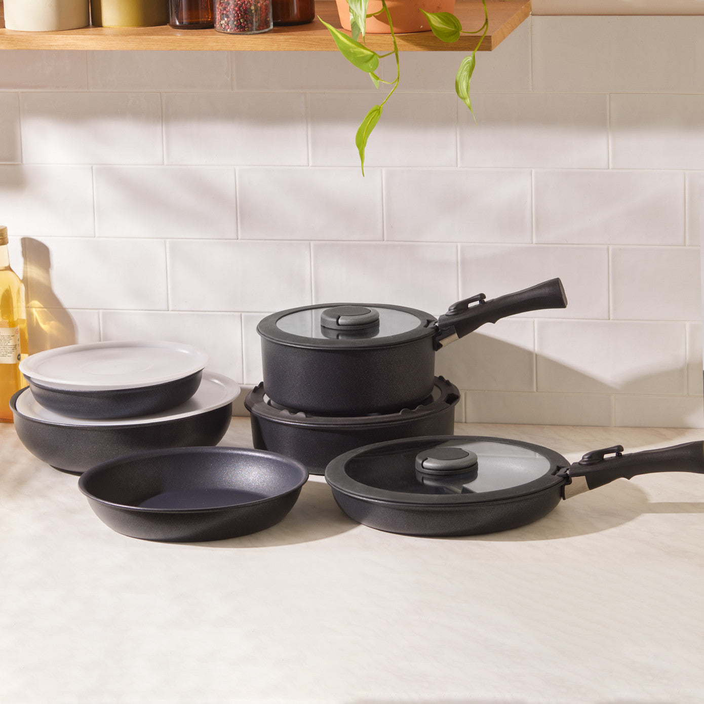 Set de Vase de Gătit BioDiamond Easy Clip, 13 piese, Granit