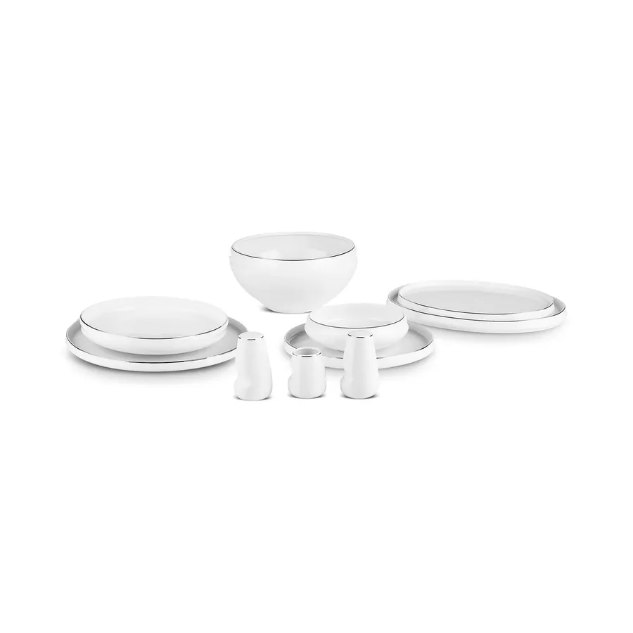 Streamline New Sunset, 59 Piese, Set de Vesela Pentru 12 persoane, Platină Alb