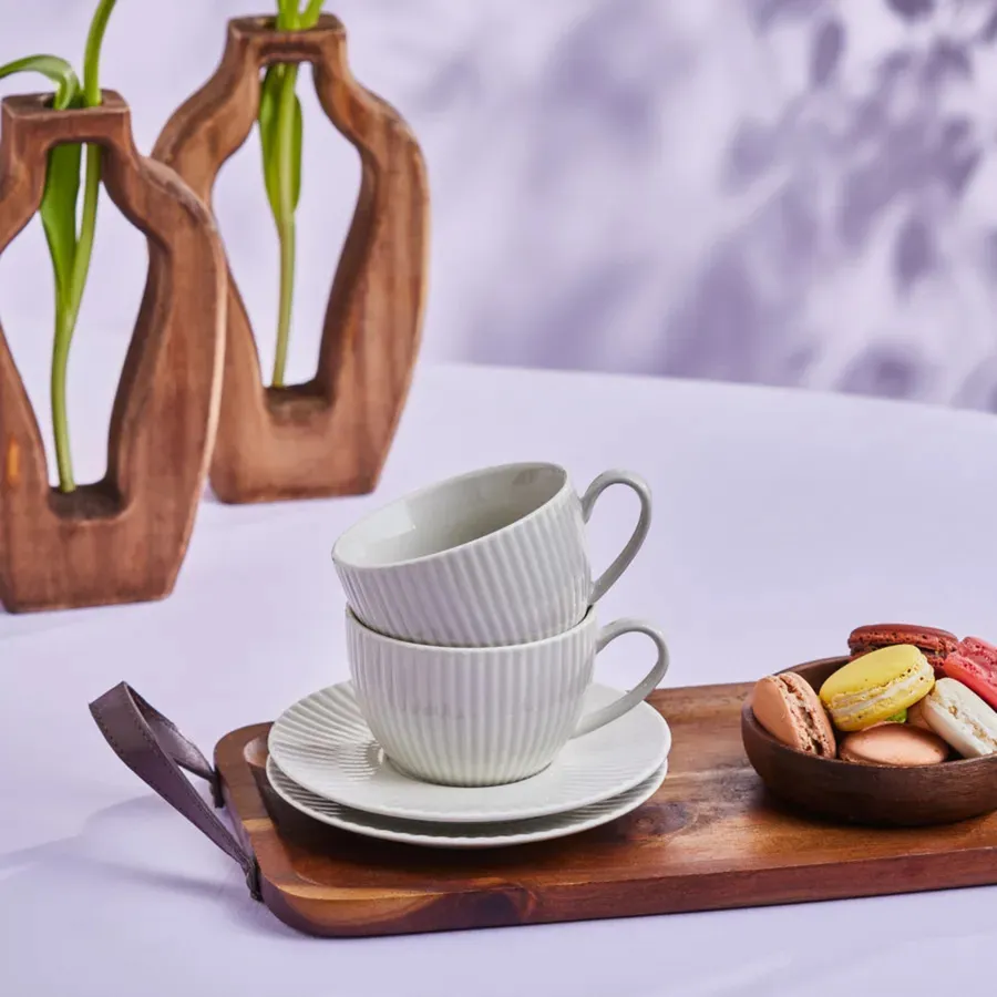 Seashell, 12 Piese, Set cești de Ceai pentru 6 persoane, 200ML, Gri