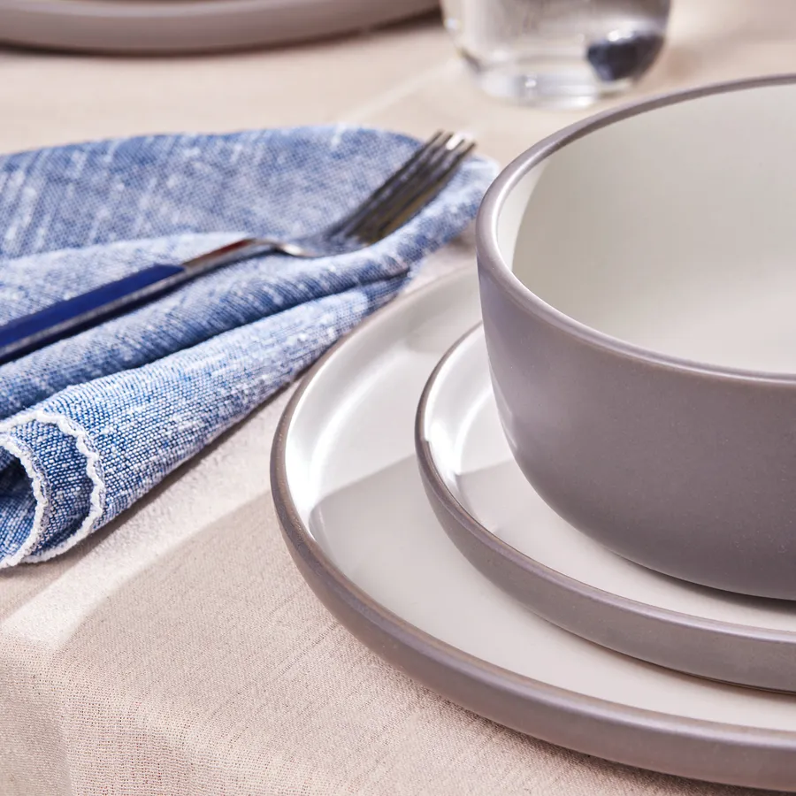 Riley, 18 Piece Stoneware Dinner Set for 6 People, Grey