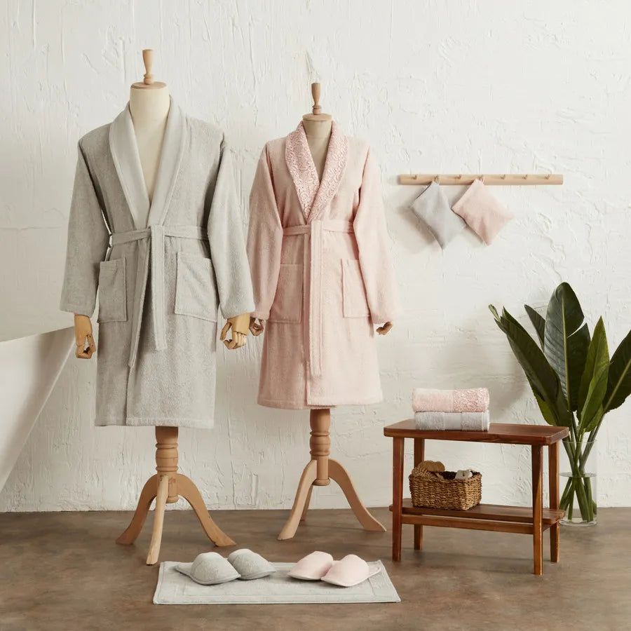 Ring, 9 Piese, Set de Baie pentru Familie, Gri Pudră