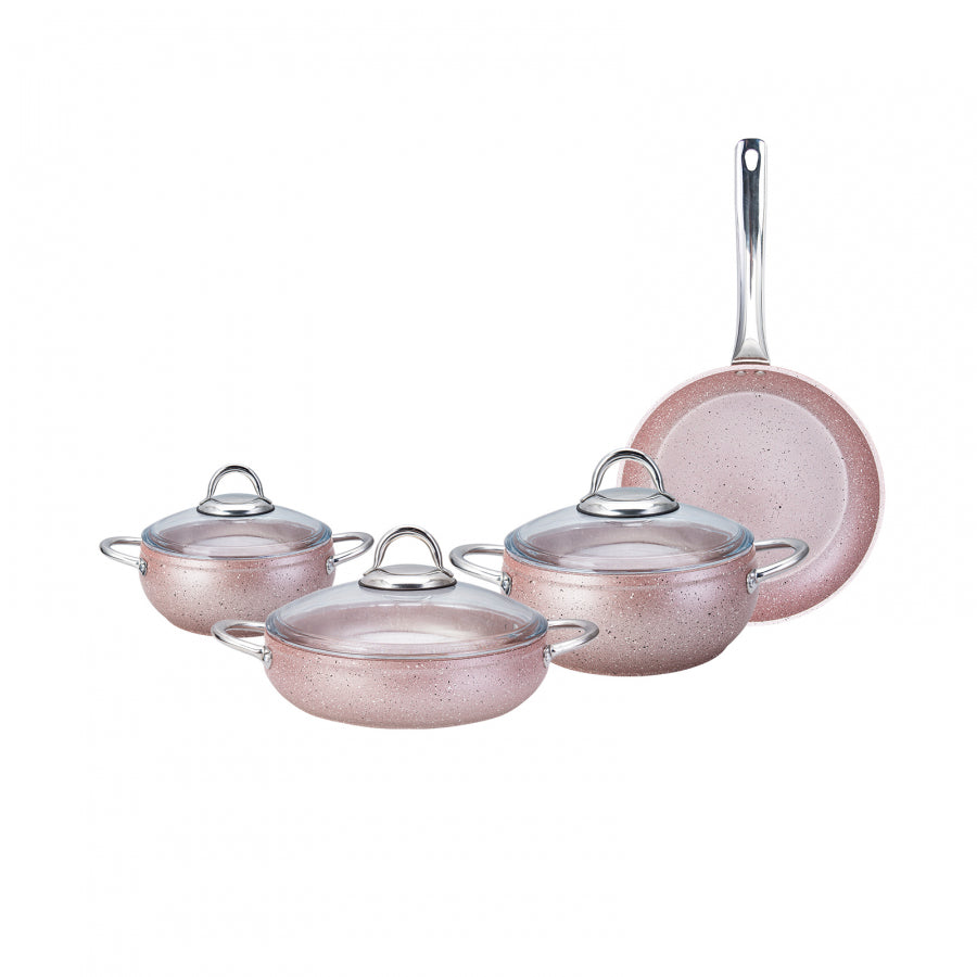 Karaca Avanos Set 7 Bucăți de Vase Gătit, Granit Bio Rose