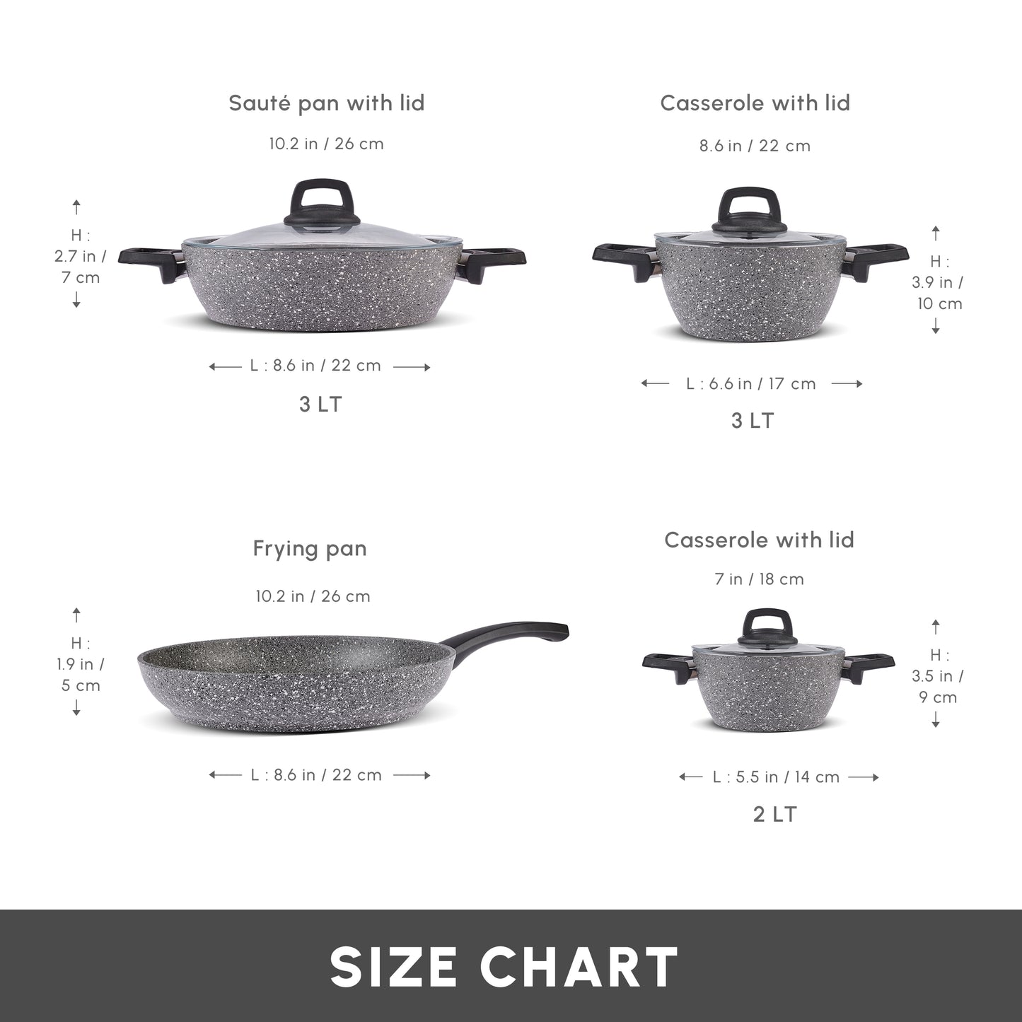 Karaca Gris Set de vase de gătit Bio Granit 7 piese