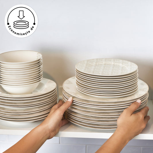 Karaca Siena 56 Piece Gold Porcelain Dinnerware Set For 12 Person