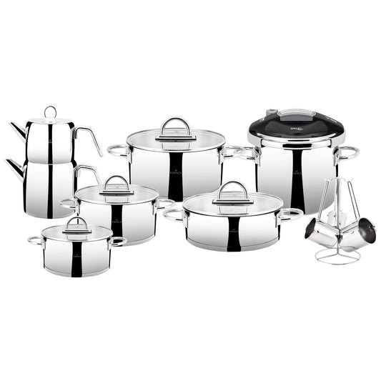 17 Piece Stainless Steel Pressure Cooker Set, Induction, Silver