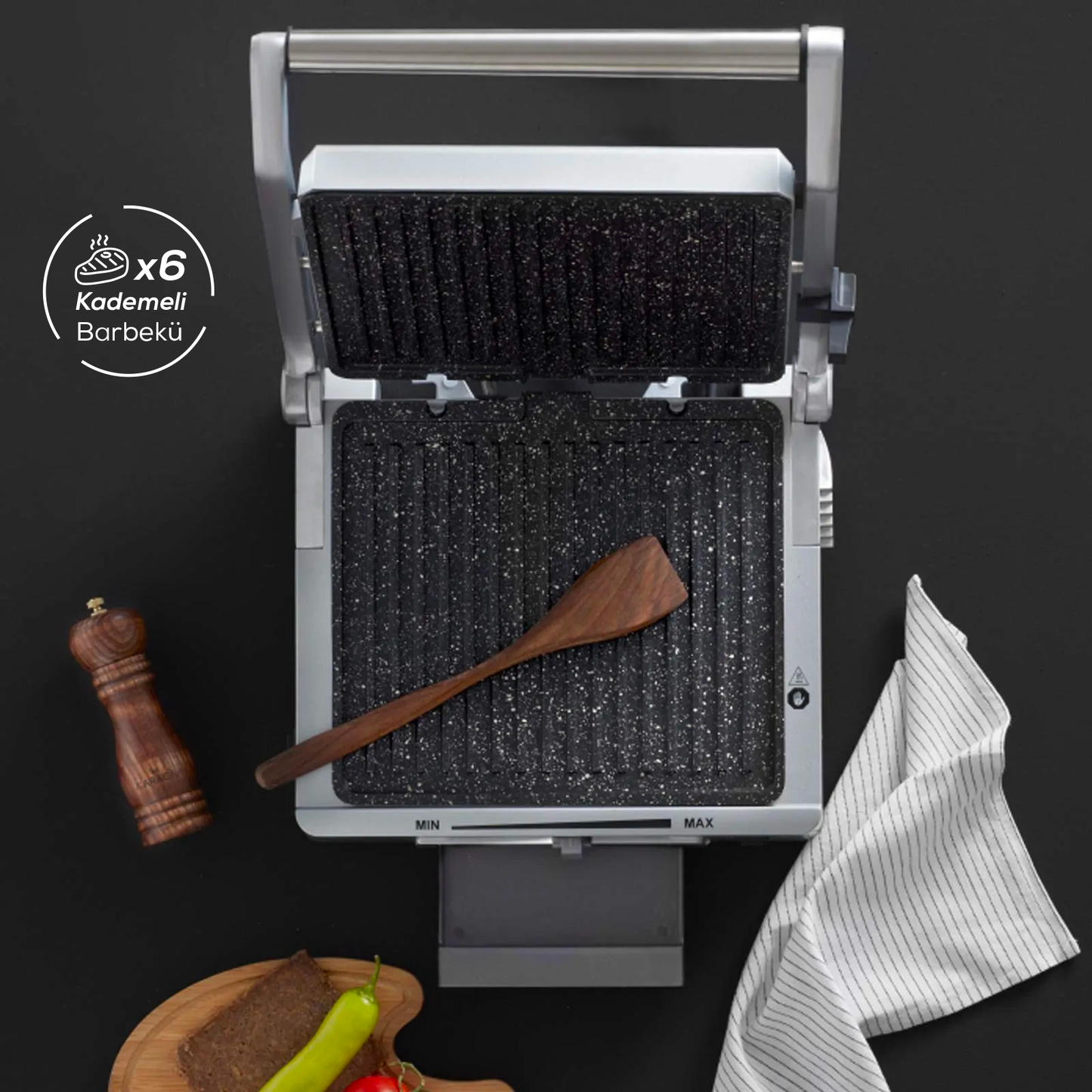 Karaca Inox Gratar şi Prajitor de Pâine Granit 2000W