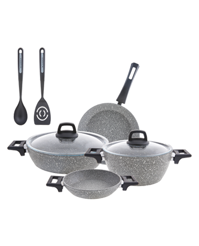 Karaca Biogranit Stella 8 Piece Cookware Set – With Serveware Gift