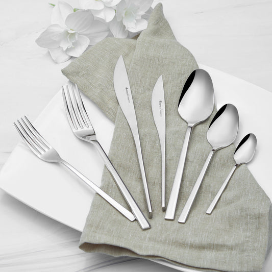 New Everest, 84 Piece Stainless Steel Cutlery Set for 12 People, Silver