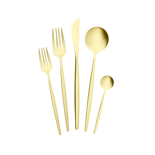 Orion, 30 Piece Stainless Steel Cutlery Set for 6 People, Matte Champagne Gold