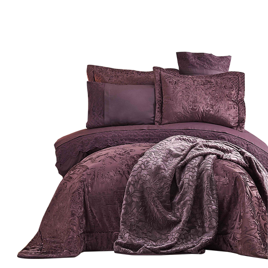 Karaca Home Valeria Best Bedding Set, 8 Piece, Double, Plum