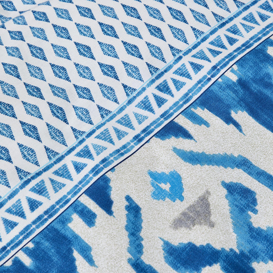 Neos, 100% Turkish Cotton Duvet Cover Set, Double, Blue