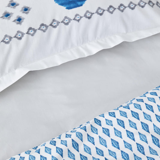 Neos, 100% Turkish Cotton Duvet Cover Set, Double, Blue
