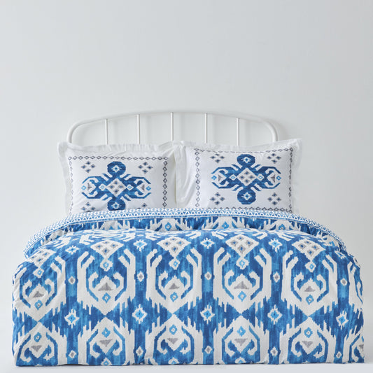 Neos, 100% Turkish Cotton Duvet Cover Set, Double, Blue