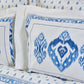 Lenjerie de pat pentru 2 persoane cu cuvertura asortata Karaca Home, Melina, 5 piese, Bumbac, Alb/Albastru