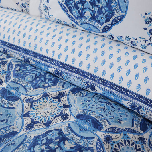 Idella, 100% Turkish Cotton Duvet Cover Set, Double, Blue