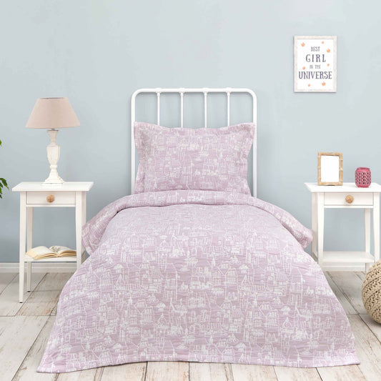 City, Bedspread Set, Single, Lilac