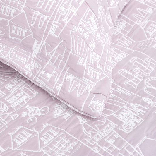 City, Bedspread Set, Single, Lilac