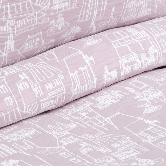 City, Bedspread Set, Single, Lilac