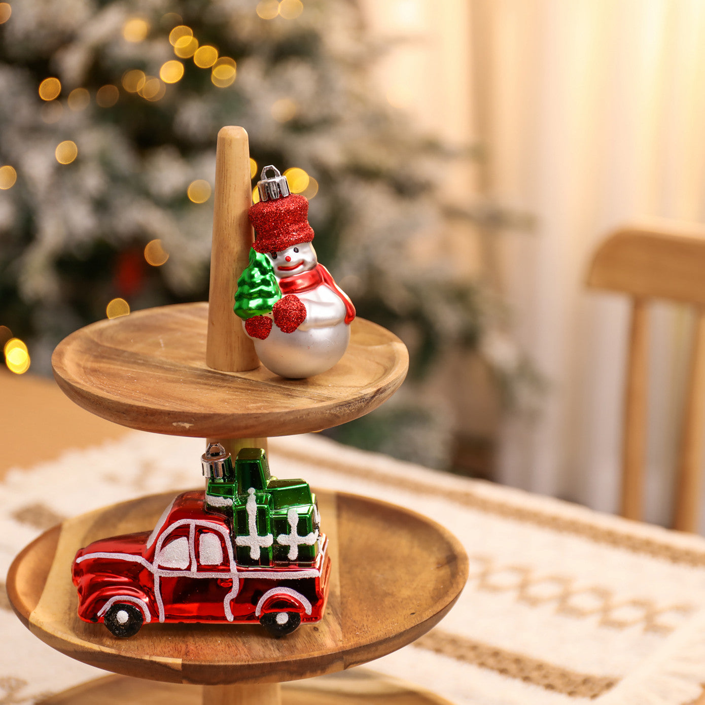 Set de decorațiuni pentru copaci Karaca Home Gift Truck & Snowman 2 piese